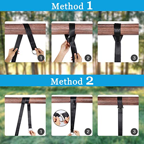 xocome Premium Tree Swing Hanging Hammock Straps - Hanging Straps 150cm With 2 Heavy Duty Safety Lock Carabiner Hooks & D-rings, Polyester Straps