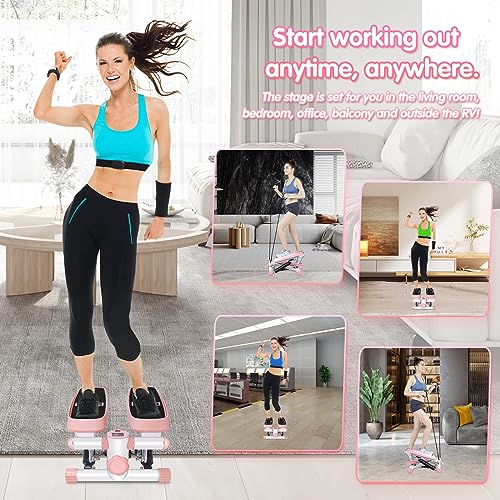 Steppers exercisePortableStair Stepper、Mini Stepper with Resistance Bands Mini Stepper with 330LBS Loading Capacityworkout Hydraulic Stepper Home