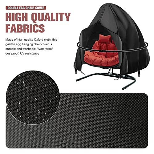Double Egg Chair Cover Waterproof Hanging Egg Chair Covers Veranda Garden Cocoon Egg Chair Protective Cover Outdoor Rattan Wicker Swing Chair Cov