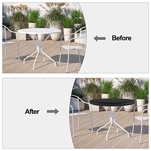 Garden Table Cover Round, Patio Table Top Cover, Outdoor Garden Furniture Cover, Fitted Round Table Cloth, Waterproof Tablecloth, Wipe Clean Tabl