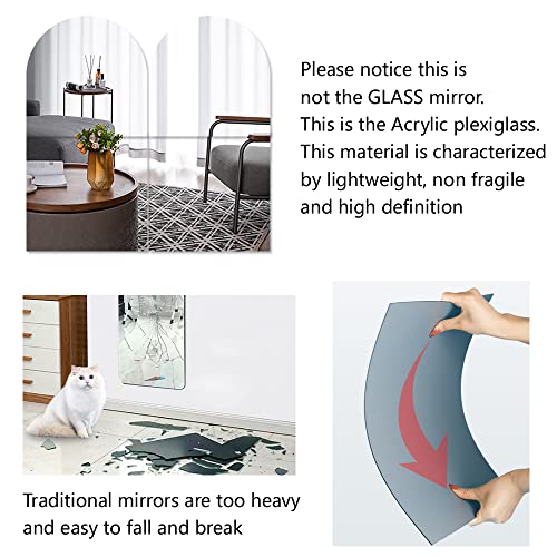 MCLEULLA 48" Full Body Mirrors for Walls, 12x12 4pcs Acrylic Plexiglass Mirror Wall-Mounted Full Length Frameless Mirror Makeup Large Long Mirror