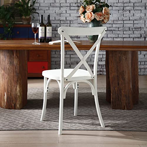 KEVINSPACE X-Back Chair Set of 4, Cross Back Chair for Kitchen, Dining Chair Furniture 4-Pack16.1" x17.3"x 35", White