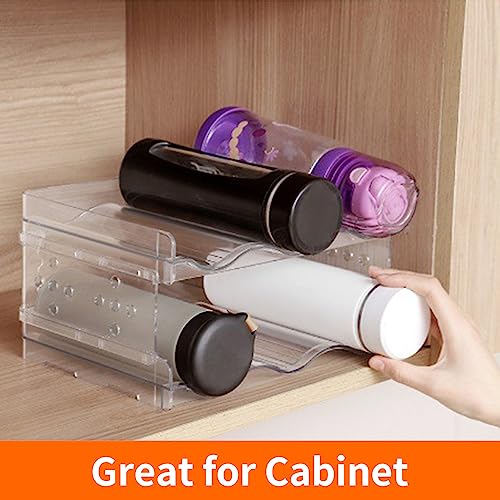 JMIATRY 4 Pack Water Bottle Storage Organiser, Stackable Water Bottle & Wine Storage Holder, Plastic Water Bottle Holder for Cupboard and Kitchen