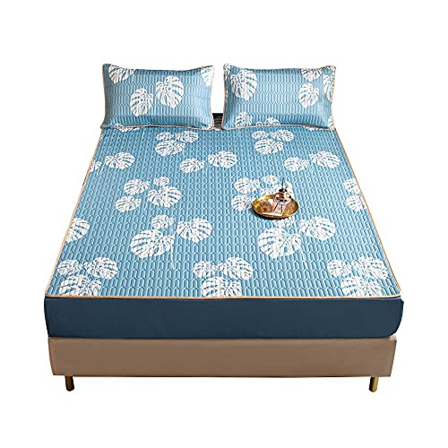 JJZXD Three-piece Latex Summer Mat with Foldable Air-conditioning Soft Mat Ice Silk Mat (Color : White-style, Size : 1.5m bed)