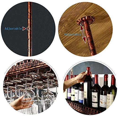EYLINK Wine Racks,Wine Lovers/Floating Wine Shelf Wine Glass Rack Wine Rack Adjustable Height Ceiling Mounted Hanging Wine Bottle Holder Metal Ir