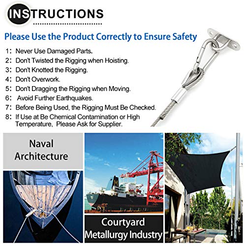 MgcTolBox 4 Set M6 Eye Pad Plate and Metal Staple Ring Hook Heavy Duty Metal Pad Eye Plate and Carabiner Clips with 16 PCS Screws for Yoga Swings