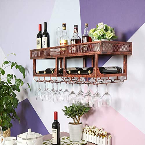 Metal Wine Rack Wall Hanging Wine Bottle Storage Rack Wine Glass Holder Wall Décor For Home Interior Champagne Stemware Goblet Organization Displ