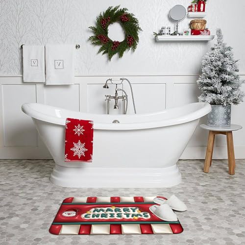 Christmas Door Mat Non-Slip 3D Merry Christmas Welcome Mat 20x32 Inch Decorative Rug Entrance Door Mat Tradition Xmas Decor for Home, Bathroom, K