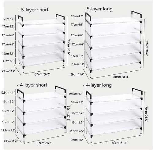 KRHINO Shoe Rack 4 Tiers And 5 Tiers Shoe Rack Organizer For Entryway, Stackable Shoe Shelf Shoe Racks For Bedroom Closet (Color : 5, Size : 80CM