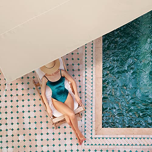 Relaxdays Rectangular Sun Sail 3.5 x 4.5 m Water-Repellent UV Resistant with Tension Ropes Patio Balcony Beige