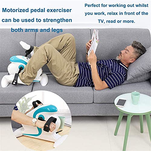 LUNEZY Motorized Exercise Cycle/Bike for The Handicapped & Disabled, Electric Pedal Exerciser with Leg Protector Bracket for The Elderly (White)