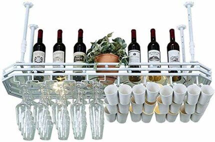 OUSIKA Wine Racks,Wine Lovers/Ceiling Wine Rack Height Adjustable Hanging Wine Glass Rack Bar Creative Wine Rack Upside down Goblet Rack Ceiling