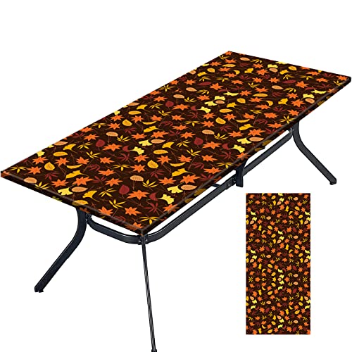 Tablecloth for Folding Table, boho Picnic Table Cover, Waterproof Fitted Table Covers for 6 Foot Tables, Elastic Rim Plastic Table Cover for Picn