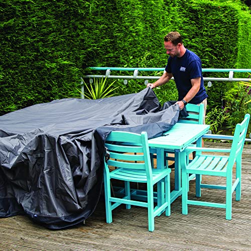 Maypole 6 Seater Rectangular Table & Chairs Covers 600D Oxford Heavy Duty Water Resistant PVC Lined