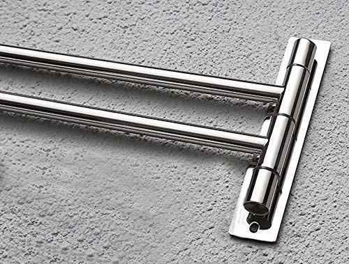 BTSKY™ New Wall-Mounted Stainless Steel Bathroom Kitchen Towel Rack Holder with Extra Long 2 Bars Swivel Bars