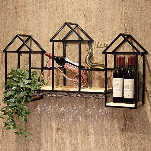 NEOCHY Wine Rack Hanging Wine Bottle Display Stand Modern Wall-Mounted Goblet Wine Bottle Display Stand Storage Shelf