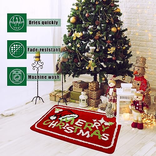 Poywuo Christmas Door Mat, 50 x 80 CM Bath Mat Bathroom Rug Welcome Mat Front Door Indoor Outdoor Home Decorations Bedroom Kitchen Floor (50 x 80