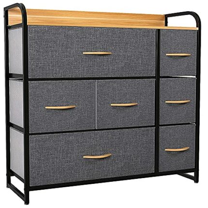 YITAHOME Chest of Drawers, Cationic Fabric 7-Drawer Storage Organizer Unit for Bedroom Living Room Closet, Sturdy Steel Frame, Easy Pull Fabric B