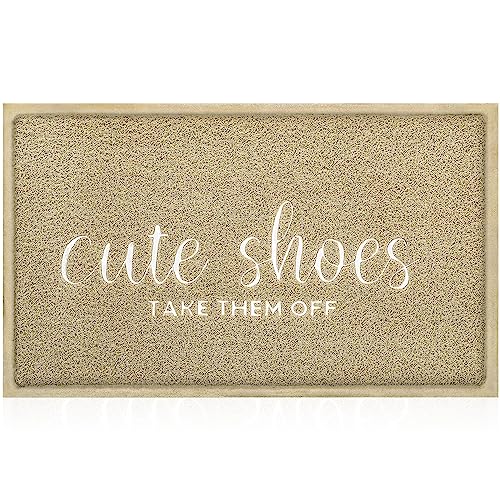 Outdoor Welcome Mat for Funny Outside Home Entry Mats Cute Shoes Take Them Off Entryway Large 18 x 47 inch for Bedroom Shoe Scraper Non Slip PVC