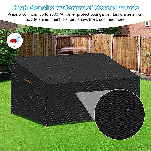 SanGlory Garden Sectional Sofa Cover 3-4 Seater Garden Sofa Cover Outdoor Garden Couch Cover Garden Lounge Seat Cover Waterproof Rattan Corner So