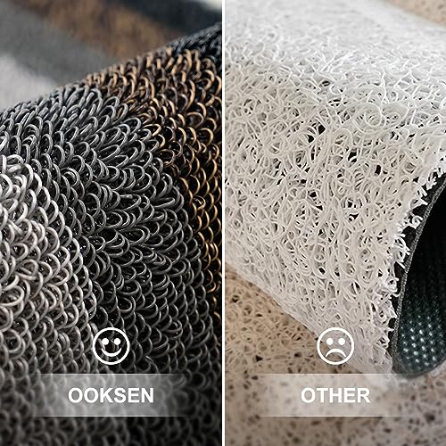 OOKSEN Outdoor Doormats, Waterproof Front Door Mat with Anti-Slip Backing for Entryway, Black Striped Welcome Door Mats Dirt Trapper for Outdoor