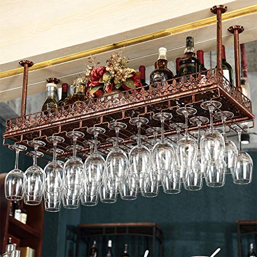 PIBM Wrought Iron Double Wine Rack Upside down Fashion Creative Wine Glass Rack Hanging Wine Cabinet Wine Rack Wall Hanging Red Fashion Creative