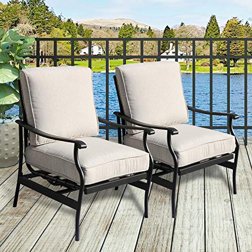 Patio Festival ® Outdoor Chair Bistro Cushioned Rocking Sofa Chairs Patio Furniture Sets Modern Conversation Set with 5.1 Inch Thick Seat Cushion