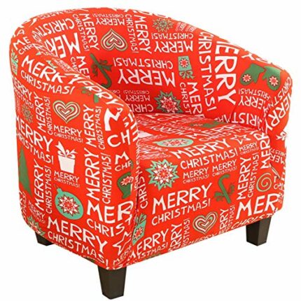 Vertvie 2 Pieces Tub Chair Covers for Armchairs Christmas Pattern Sofa Slipcover Stretch Removable Washable Sofa Couch Cover, Letter