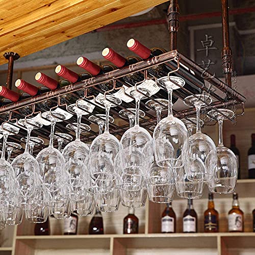 SUCHETA Hanging Wine Rack with Glass Holder and Shelf, Wine Rack Ceiling Wine Racks, Wine Rack Decoration, Hanging Glass Holder, Upside Down Gobl