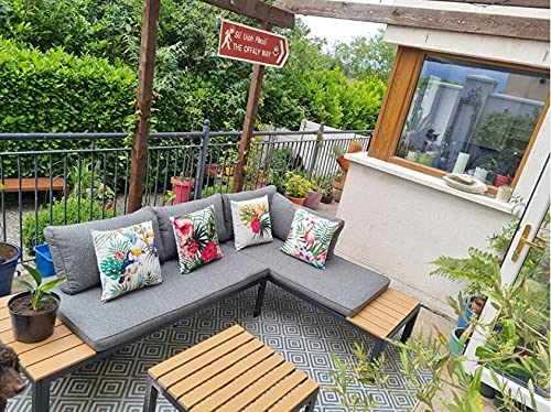 Set of 4 Cushion Covers, Tropical Plants Pattern Waterproof Throw Pillow Covers, Waterproof Cushion Covers, Outdoor Throw Pillow Case for Outdoor