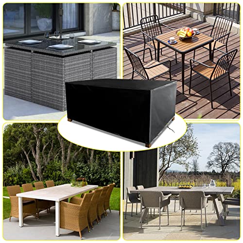 Funshot Garden Furniture Cover Waterproof, 300x250x90cm Outdoor Garden Table Cover for Table and Chair Windproof, Anti-UV Heavy Duty 420D Oxford