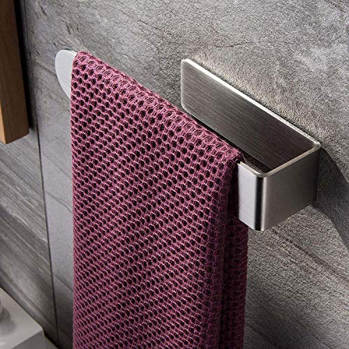 Self Adhesive Towel Holder, Stick on the Wall Hand Towel Bar for Bathroom (23cm Silver)