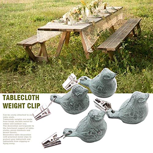 MOVKZACV 4 Pieces Tablecloth Weights Clips, Iron Antique Bird Pendant Tablecloth Clip Weights, Table Cloth Weights Clip On Heavy For Outdoor Tabl