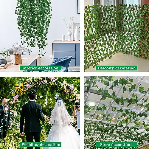 STBNVF 6 Pcs Vines, Fake Ivy, Vines for Bedroom Aesthetic, Bedroom Decor, Fake Plants, Green Ivy with Nylon Cable Ties, Plants Ivy Vine for Garde
