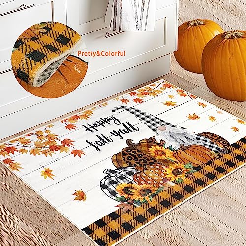 Cekene Fall Pumpkin Doormat Indoor Entrance 2x3 Rug Non Slip Small Area Rug Washable Gnome Entryway Rug Soft Floor Mats for Doorway Bathroom Bedr