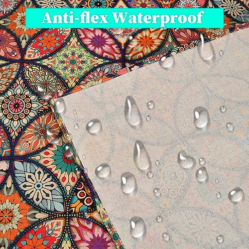 Rectangular Boho Garden Tablecloths, Bohemia Washable Waterproof Polyester Table Cloth, Resistant Wrinkle Free Mandala Waterproof Polyester Table