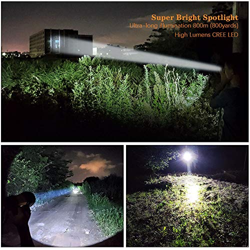 MAYTHANK Super Bright Powerful LED Torch Light Rechargeable Flashlight Big 4 Batteries 10000mah Heavy Duty Spotlight Hand held Searchlight High P