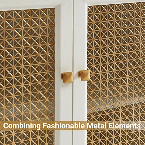 EDYO LIVING Sideboard Buffet Cabinet with Metal Grid Decorated Doors, Modern Storage Cabinet for Kitchen, Bar, Dining Room, Hallway 30.8”Wx15.8”D