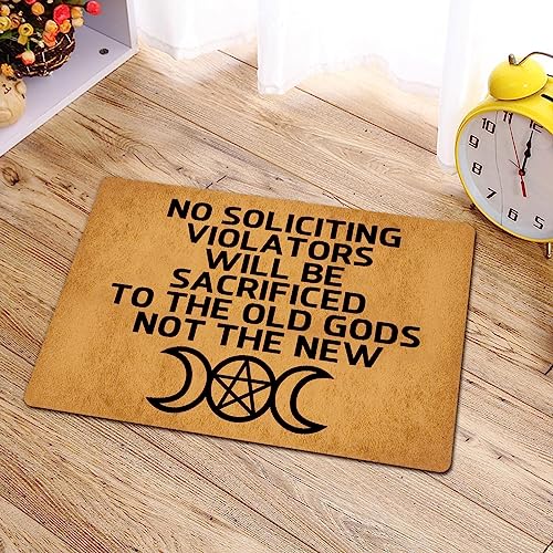 LuckyChu Funny Floor Mat Rug Non-Slip No Soliciting Violators Will Be Sacrificed to The Old Gods Not The New Entrance Indoor Outdoor Bathroom Kit