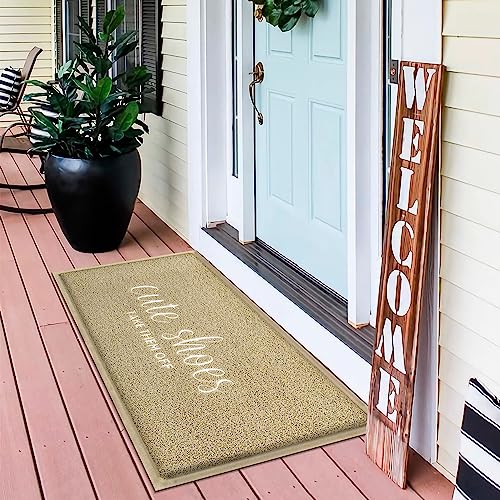 Outdoor Welcome Mat for Funny Outside Home Entry Mats Cute Shoes Take Them Off Entryway Large 18 x 47 inch for Bedroom Shoe Scraper Non Slip PVC