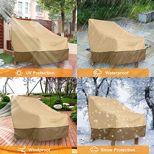 FOUNDOVE 2PCS Garden Chair Cover Waterproof for Garden Deep Seat Lounge Chair, Veranda High Back Armchair Sofa Furniture Covers for Patio Stackin