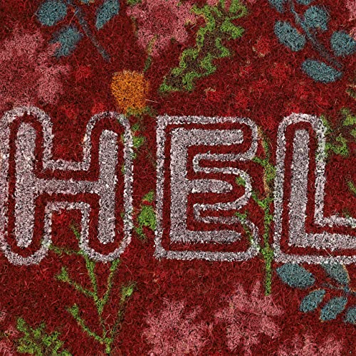 Relaxdays Doormat Coir HELLO Flowers, 40 x 60 cm, Door Mat Inside & Outside, Non-Slip Wiper, Rectangular, Colourful