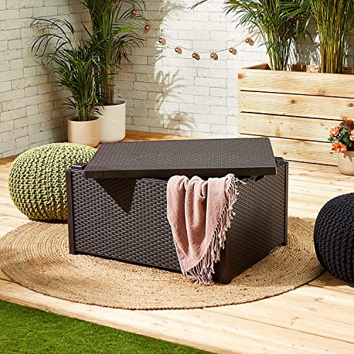 Keter Allibert Arica rattan effect Coffee Table with storage Outdoor Garden Furniture - Brown