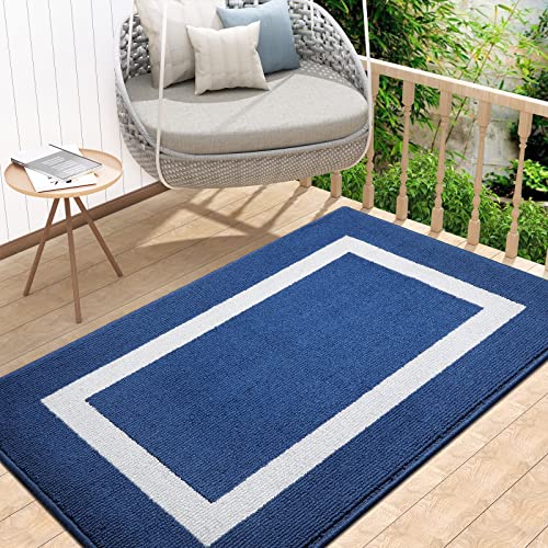 OLANLY Indoor Door Mat, 32x48, Non-Slip Absorbent Resist Dirt Entrance Rug, Machine Washable Low-Profile Inside Entry Door Rugs for Entryway, Nav