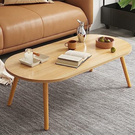 Low Oval Coffee Table,Solid Table Legs, Mid Century Modern Coffee Tables, Centre Table For Living Room, Tea Table, Side Table for Living Room,Sma