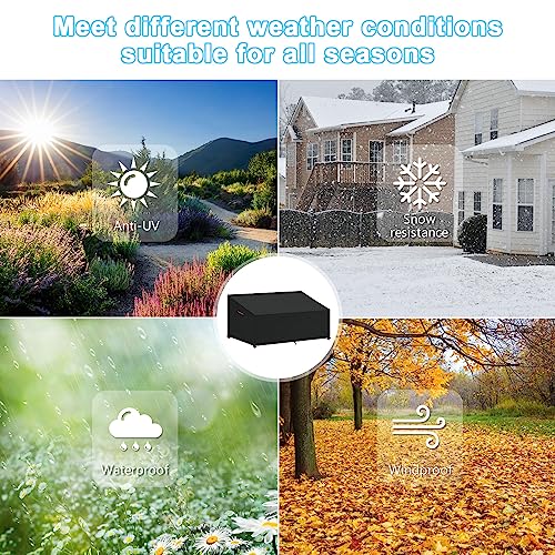 SanGlory Garden Sectional Sofa Cover 3-4 Seater Garden Sofa Cover Outdoor Garden Couch Cover Garden Lounge Seat Cover Waterproof Rattan Corner So