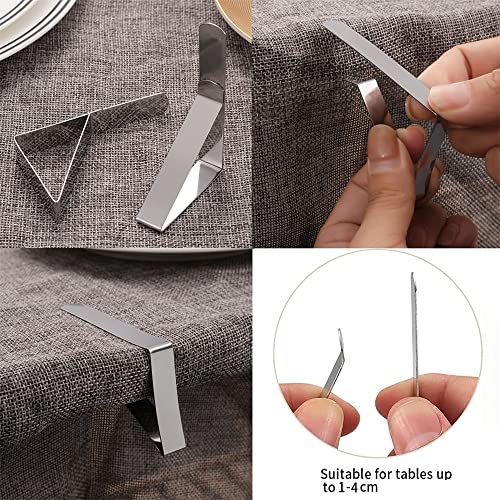 MIN-XL Tablecloth Clips, 6 Pieces Stainless Steel Table Cover Clamps, Adjustable Table Cloth Holders Clips for Outside, Home, Dining, Picnic, Par