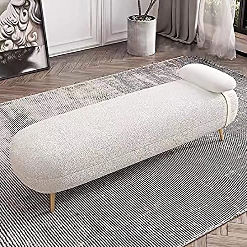 Luxurious Ottoman Bench,Velvet End Of Bed Bench Comfy Upholstered Bench Seat,Modern Bedroom Bench Entryway Bench,White,110X50X42Cm