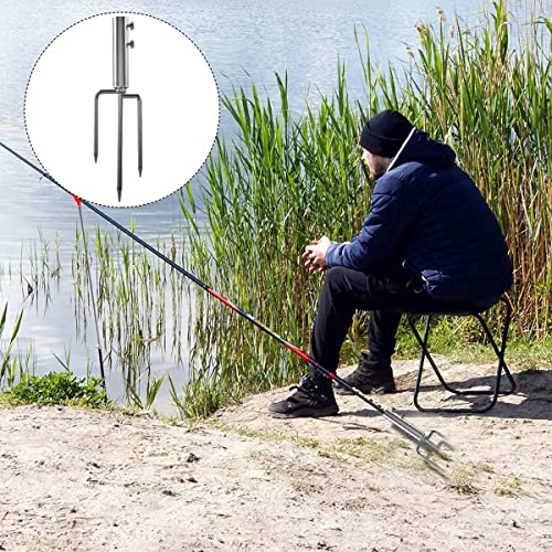 Mikytoper Umbrella Stand Anchor with 3 Spikes, Heavy Duty Metal Parasol Base, Outdoor Umbrella Steel Anchor for Beach Grass Sand