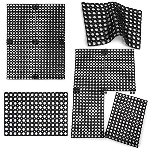 SafetyCare Interlocking Rubber Drainage Floor Mat - Anti-Fatigue - 60 cm x 40 cm - 12 Mats